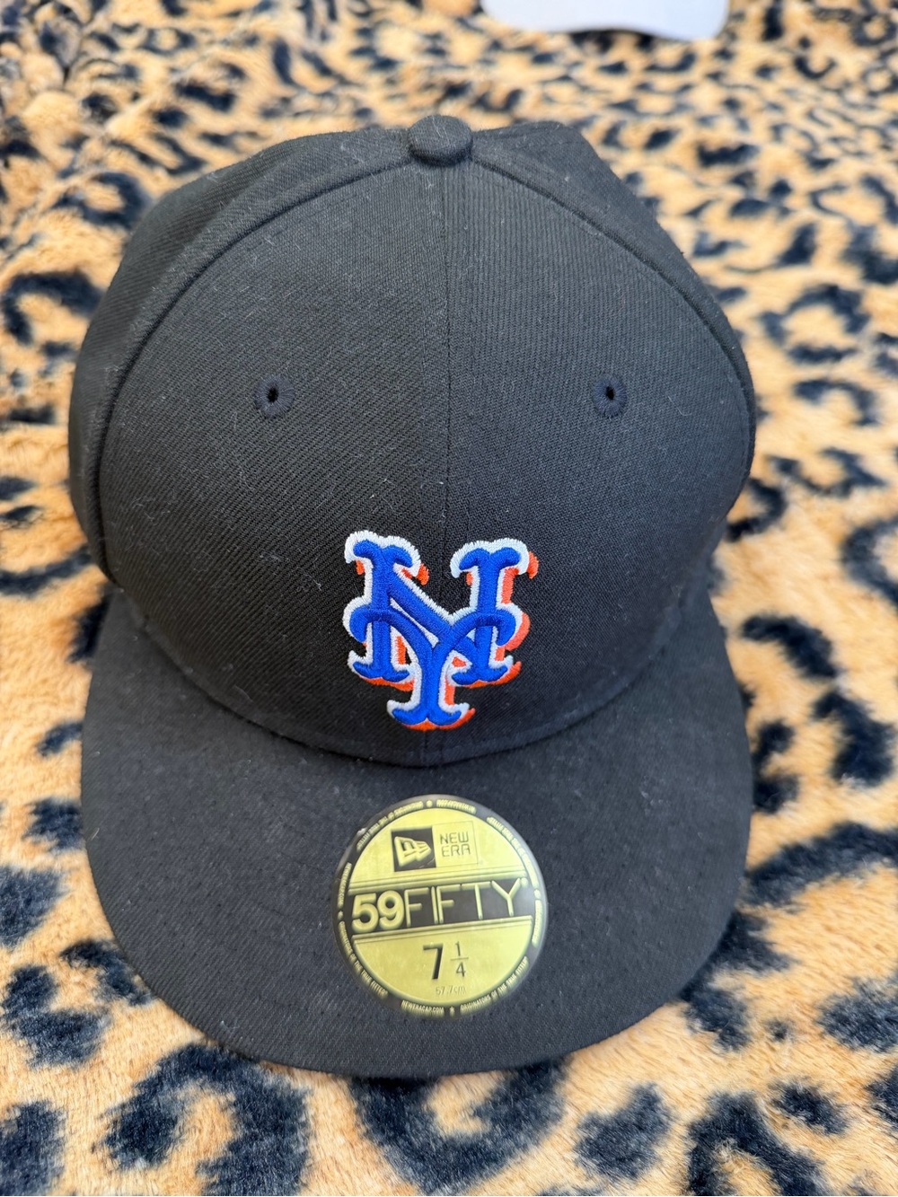 New Era Black Fitted Cap with Blue and Orange Mets Logo